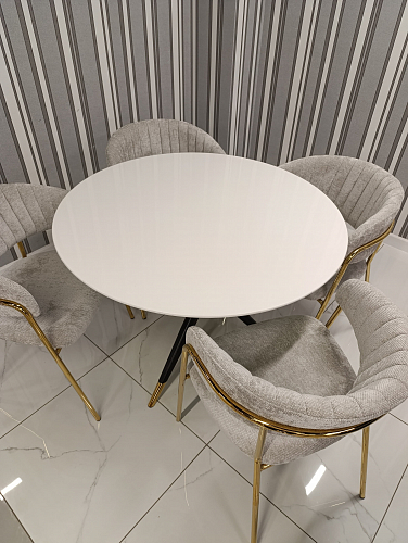 Стеклянный стол Rock 100х75 white / black из шоурума 5